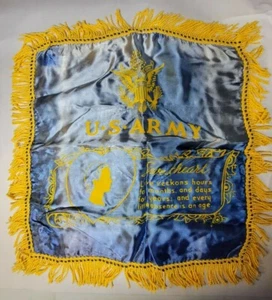 Vintage 2. Weltkrieg Sweetheart Kissenhülle blau gelb US Army Wappen - Bild 1 von 10