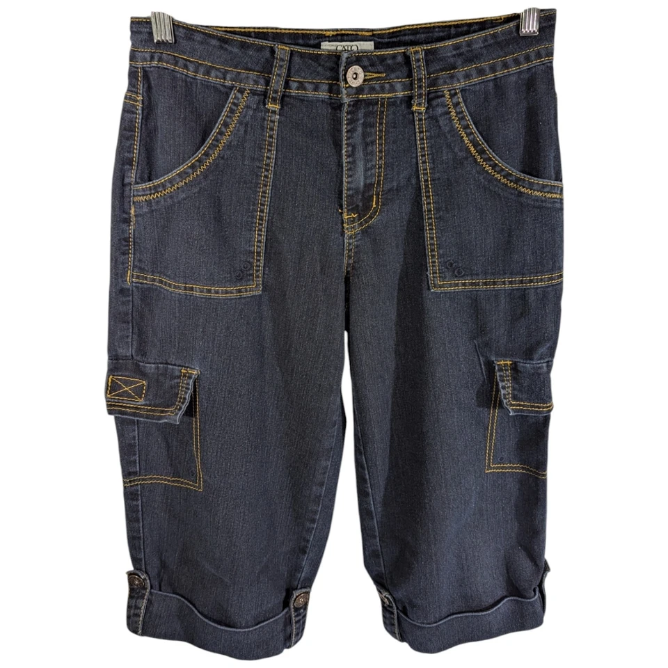 Pantalones capri cargo Cato para mujer Y2K bolsillos jeans talla 6 azul vaquero 30,5x17 Foto 1 de 4