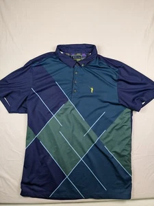 William Murray Poloshirt Herren XL Blau Argyle Geometrisch Golf Performance - Bild 1 von 8