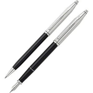 Cross Century II Chrome/Black Fountain & Ballpoint Pen Set New In Bx At0087wg-9i - Picture 1 of 1