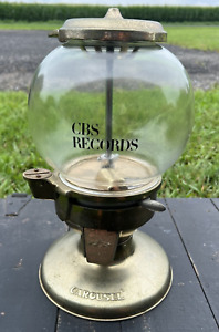 Carousel Gumball Machine CBS RECORDS 14" Tall Glass Globe & Lock 5¢ Works!