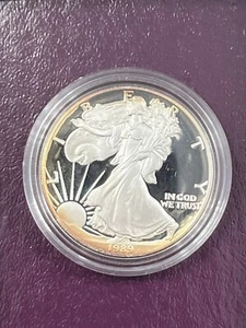 1989 S American Silver Eagle DEEP CAMEO PROOF Toned .999 Fine Silver, w/ Box CoA - Picture 1 of 8