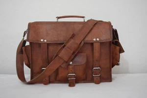 Aktentasche Messenger Bag Büro Laptop Ranzen Schule Leder Umhängetasche 14 Zoll - Bild 1 von 10