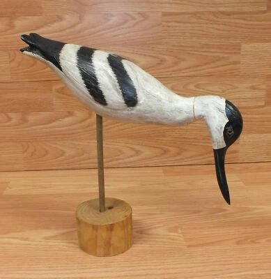 Unbranded Hand Painted Yard Ornament / Decoy White and Black Bird With Stand - Image 1 of 4