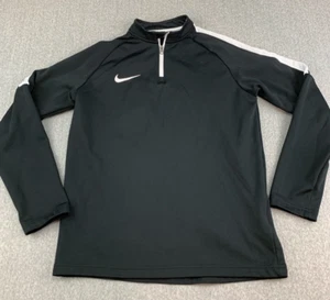 Nike Dri Fit 1/4 Zip Boys Size Large Black White Large Logo Stretch Silky Sports - Picture 1 of 13