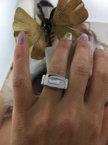 GUESS PLATA ESTERLINA 925 INVERSIÓN CON ANILLO DE ÓNIX NEGRO ""G"" FIRMADO NUEVO TALLA 6 - Imagen 1 de 12