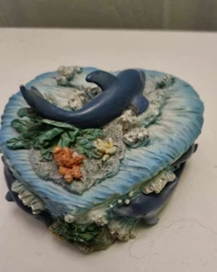 Dolphin Trinket Box 8CM depth X 9CM width X 7CM height Blue Very Good Condition - Picture 1 of 6
