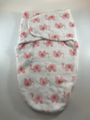 Recién Nacido Envoltura Vellón Blanco Rosa Elefante Hecho a Mano 18 En Largo Foto 1 de 3