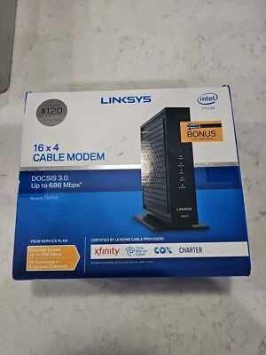 LINKSYS 16 x 4 Cable Modem | 16 x 4 Bonded Channels | DOCSIS 3.0 | CM3016 - Image 1 of 4