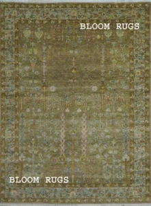 Handmade 8x10 Distressed Brown Oushak Traditional Turkish Style Tree of Life Rug - Picture 1 of 8