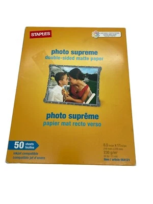 NEW/SEALED STAPLES Photo Supreme 8.5 x11 Double-Sided Matte 50 Sheets New - Image 1 of 2