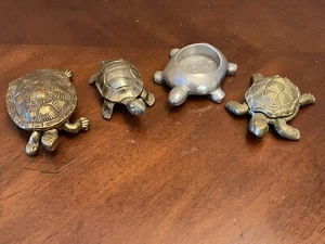 LOTE de tortugas marinas SPI San Pacific Int 4 latón plata caja clip metal pisapapeles marinos - Imagen 1 de 11