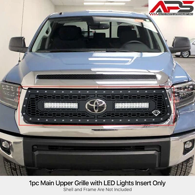 For 2018-2019 Toyota Tundra W/ Sensor Main Stainless Black Mesh Rivet LED Grille - Image 1 of 4