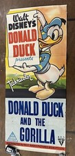 1944 DONALD DUCK AND THE GORILLA ORIGINAL WALT DISNEY MOVIE POSTER AUSTRALIA
