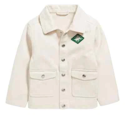 Old Navy 象牙色 恐龙俱乐部 Snap Front Utility 夹克 - 学步儿童 男孩 尺寸 4T — 第 1/4 张图片