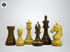 The Derby Knight Staunton Pattern Chess Pieces Only- Weighted Golden Rosewood