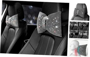 2PCS Rhinestone Car Headrest Neck Pillow for Driving with 2 White Pillows - Picture 1 of 7