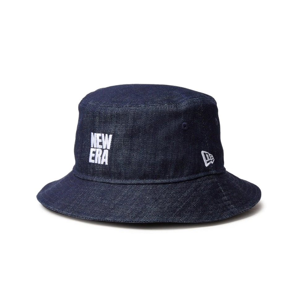 New era Bucket hat 01 Denim Square New Era Logo Indigo Denim