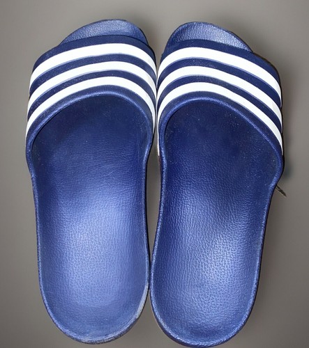 Adidas sandali slip on uomo blu scuro e righe bianche taglia 11