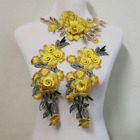 3 Pcs Beautiful Yellow Rose Flower Floral Collar Sew Patch Applique Badge Embroi