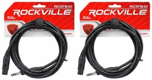 2 Rockville RCXFB10B Black 10' Female REAN XLR to 1/4'' TRS Balanced Cables OFC - Picture 1 of 2