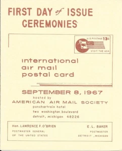 #UXC8-c2 13 US Flag (Visit the USA) Postal Card First Day Ceremony Program - Picture 1 of 3