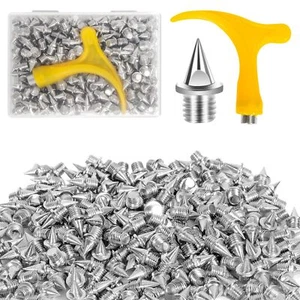 1/4 Inch Track Spikes, 130Pcs Stainless Steel Pyramid Shoe Spikes & Spike Wrench - Picture 1 of 6