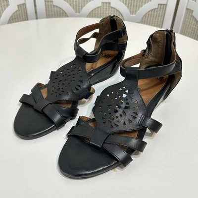 Sandalias de cuña Sofft Breeze para mujer talla 11 cuero negro gladiador artístico cómodo Foto 1 de 4