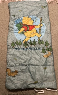 Disney Winnie The Pooh Camp Sleeping Bag Throw Blanket Comforter Vintage 28x59” - Image 1 of 4