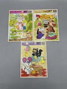 Lotto puzzle vintage 1986-1987 telaio-vassoio con fusa dorate-tenders cuccioli libbra LEGGI - Foto 1 di 12