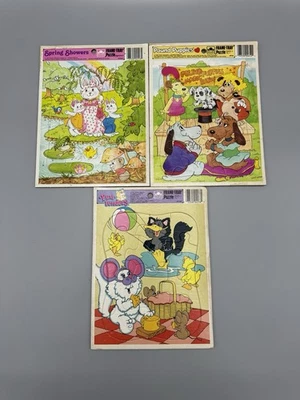 VTG 1986-1987 Frame-Tray Puzzle Lot W/ Golden Purr-Tenders Pound Puppies READ - Image 1 of 4