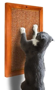 Cat Scratching Post - Large Wooden Sisal Cat Wall Scratcher Floor or Wall - Picture 1 of 9