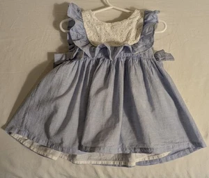 Tahari Toddler Girls 2T Summer Dress White Eyelet Lace Top And Blue Skirt - Picture 1 of 13