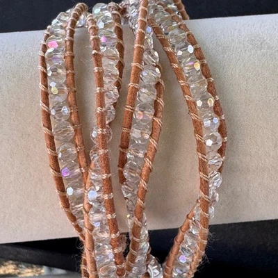 Victoria Emerson Crystal Wrap Bracelet Boho Chic Layered Adjustable - Image 1 of 4