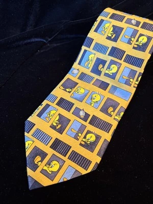 Corbata vintage Looney Tunes Y2K corbata piolín pájaro amarillo Foto 1 de 4