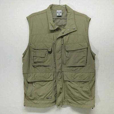 Vintage Columbia Fishing Vest Mens Large Khaki Omni Dry GRT Travel Utility 2000s - Image 1 of 4