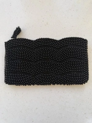 Vintage Made In Japan Hand Beaded Black Evening Zipper Bag Clutch Art Deco EUC - Image 1 of 4