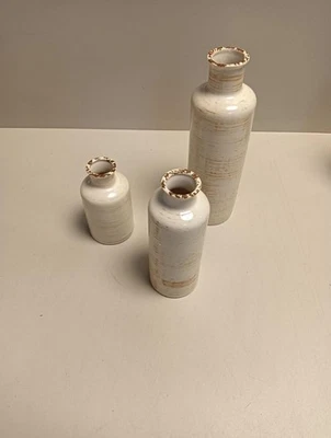 3er Vasen Set | Rustikaler Boho Stil | Beige Blumenvase Modern | Zimmer Deko - Bild 1 von 3