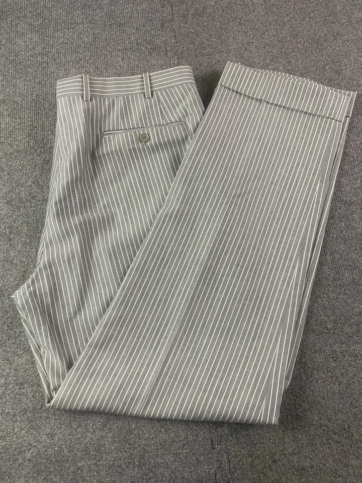 Pal Zileri Mens Wool/Linen Flat Front Dress Pants Sz 36x33 Gray/White - Image 1 of 4