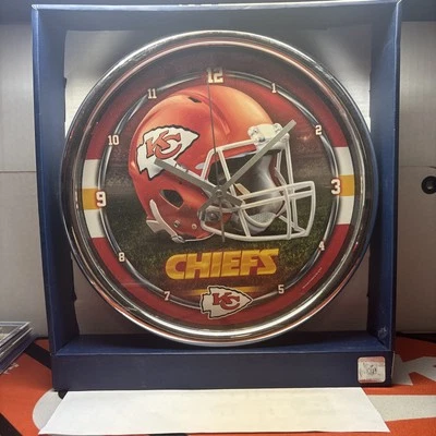 Kansas City Chiefs Chrome Clock - NFL Man Cave Patrick Mahomes - Image 1 of 4