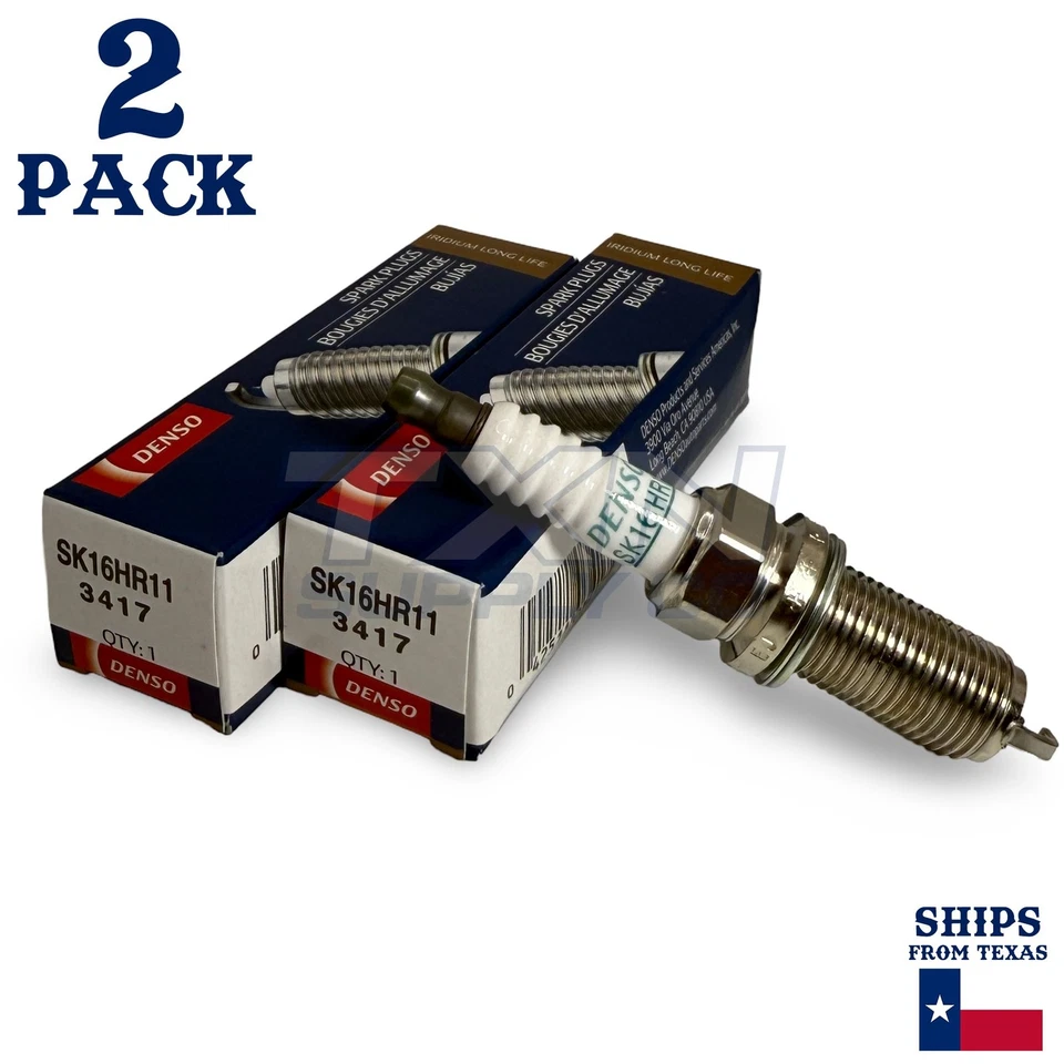 Paquete de 2 bujías de iridio Denso 3417 de larga duración SK16HR11 Foto 1 de 3
