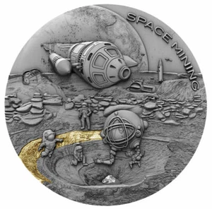 2019 Niue Island, Space Mining II, $1 silver, with meteorite - Picture 1 of 4