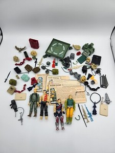Vintage G.I JOE Action Figure Lot with Accessories Weapons Guns Packs Cards READ