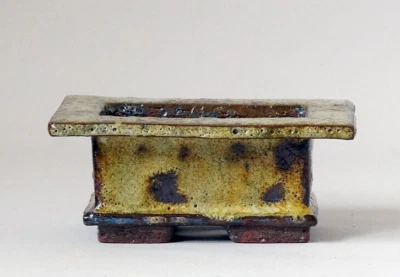 Swedish artist Carina signed bonsai pot Yellow glazed Outer edge w4.1" *90 - Image 1 of 4