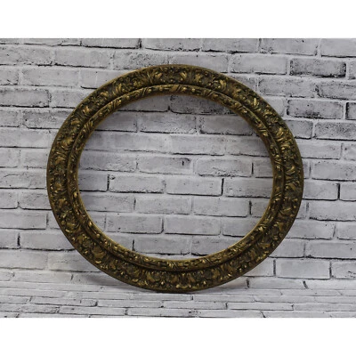 Cadre ancien de 1880-1900 en bois Ovale état d'origine Feuillure: 60,5x52 cm  - Photo 1/4