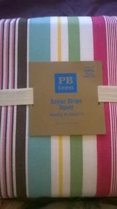 New Pottery Barn Teen thick Saylor Stripe Twin DUVET pbteen girl 100% organic  - Picture 1 of 2