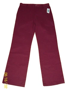 NWT Old Navy Girl Burgundy Built-In Flex Straight Pants SZ 12 WAIST 28 INSEAM 26 - Picture 1 of 7