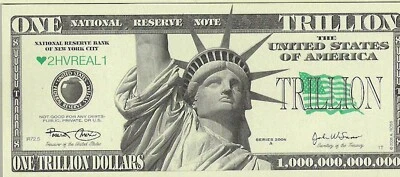 ONE TRILLION DOLLAR NOTE*NOVELTY*JOKE*PRANK*GIFT*BIRTHDAY*BANKNOTE*TRICK*U.S*