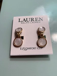 35 $ Lauren Ralph Lauren Logo Mopp Doppel Ohrhänger Clip auf Ohrringe A150a - Bild 1 von 4