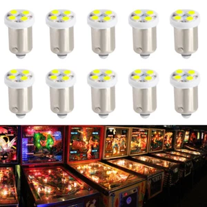 10Pcs Pinball LED Bulbs 4 SMD Bulbs 6.3V BA9S White #44 #47 Backglass Playfield - Picture 1 of 9